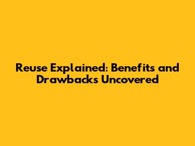Reuse Explained: Benefits and Drawbacks Uncovered