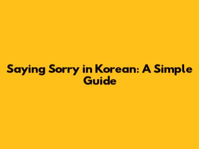 Saying Sorry in Korean: A Simple Guide