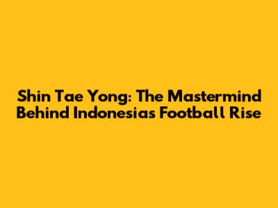 Shin Tae Yong: The Mastermind Behind Indonesia's Football Rise