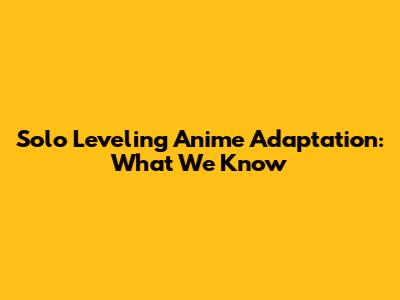 Solo Leveling Anime Adaptation: What We Know