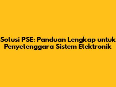 Solusi PSE: Panduan Lengkap untuk Penyelenggara Sistem Elektronik