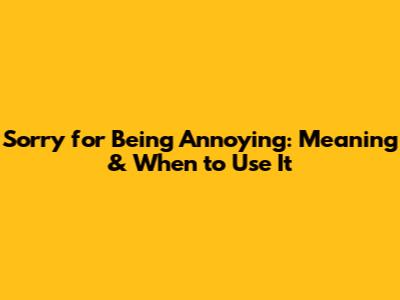 Sorry for Being Annoying: Meaning & When to Use It