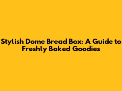 Stylish Dome Bread Box: A Guide to Freshly Baked Goodies