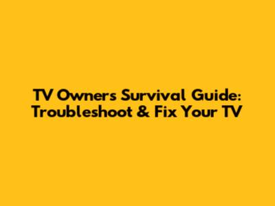 TV Owner's Survival Guide: Troubleshoot & Fix Your TV