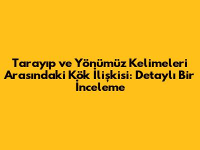 Tarayıp ve Yönümüz Kelimeleri Arasındaki Kök İlişkisi: Detaylı Bir İnceleme