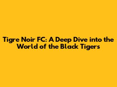 Tigre Noir FC: A Deep Dive into the World of the Black Tigers