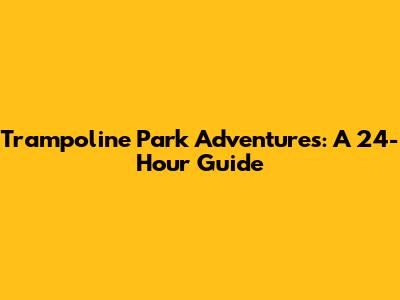 Trampoline Park Adventures: A 24-Hour Guide