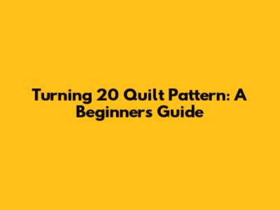 Turning 20 Quilt Pattern: A Beginner's Guide