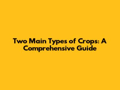 Two Main Types of Crops: A Comprehensive Guide