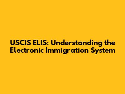 USCIS ELIS: Understanding the Electronic Immigration System