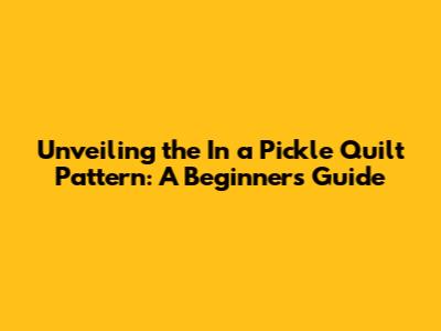 Unveiling the 'In a Pickle' Quilt Pattern: A Beginner's Guide