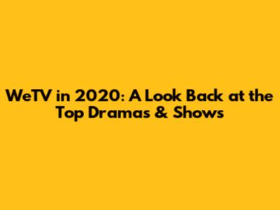 WeTV in 2020: A Look Back at the Top Dramas & Shows