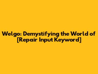 Welgo: Demystifying the World of [Repair Input Keyword]