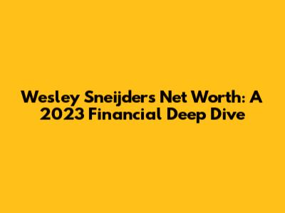 Wesley Sneijder's Net Worth: A 2023 Financial Deep Dive