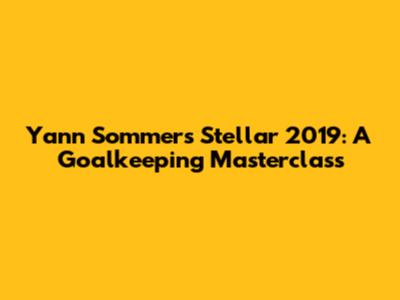 Yann Sommer's Stellar 2019: A Goalkeeping Masterclass