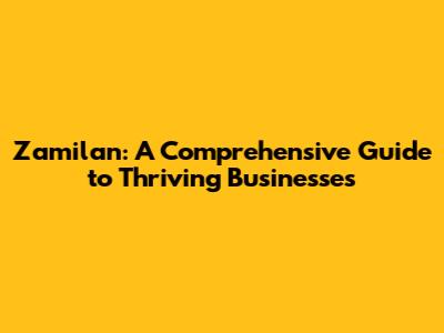Zamilan: A Comprehensive Guide to Thriving Businesses