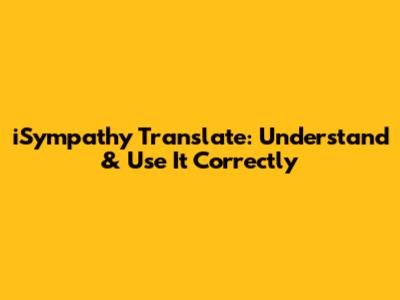 iSympathy Translate: Understand & Use It Correctly